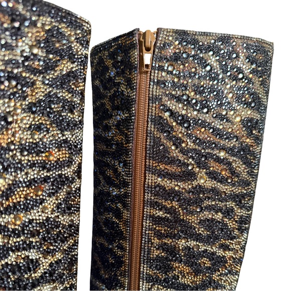Betsey Johnson NWT Stunning Leopard Print Rhinestone Embellished Boots (SH278) - Picture 3 of 11
